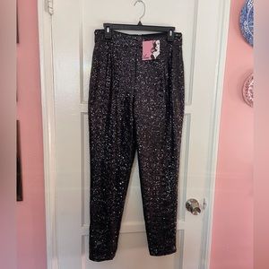 Vixen by Micheline Pitt Black Sequin Cigarette Pants size Large